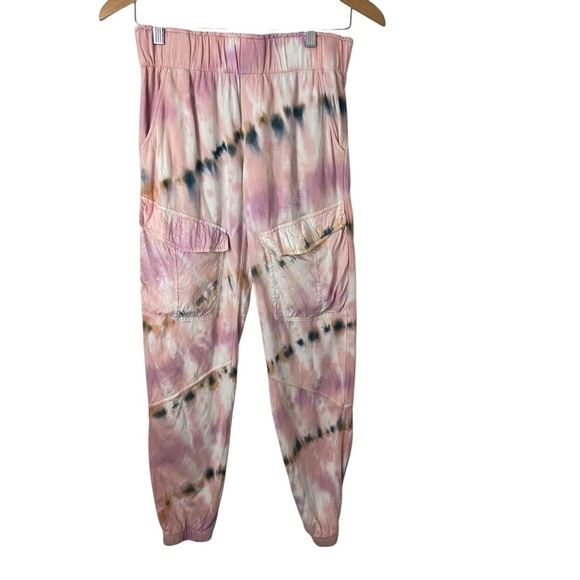 Young Fabulous & Broke Pink Tie Dye Cargo Jogger Sweatpants Sz S - Picture 1 of 11